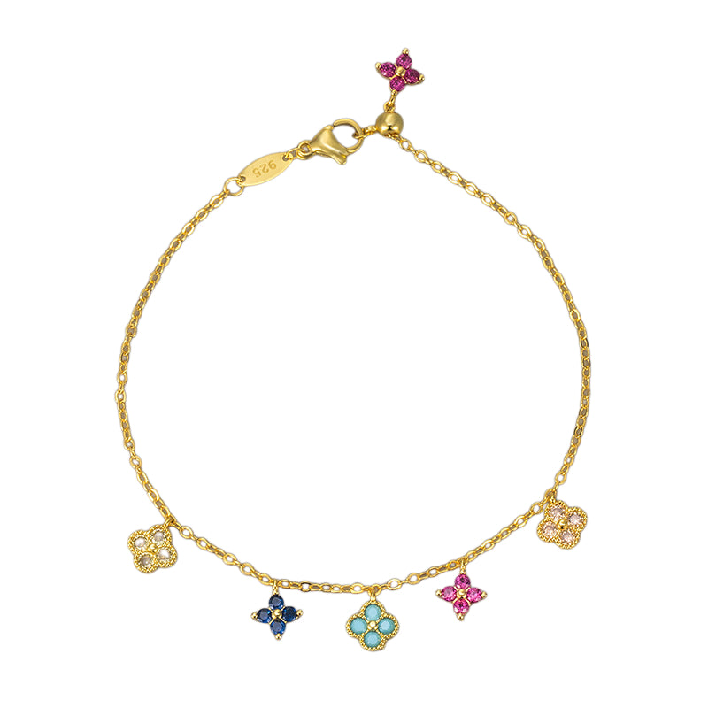 Multicolor Four Leaf Clover Bracelet