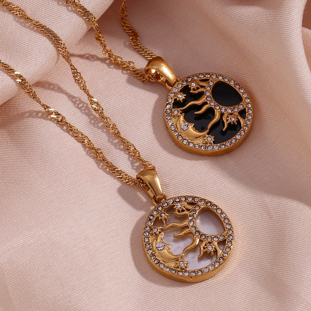 Sun, Moon, and Star Necklace (Gold/Black)