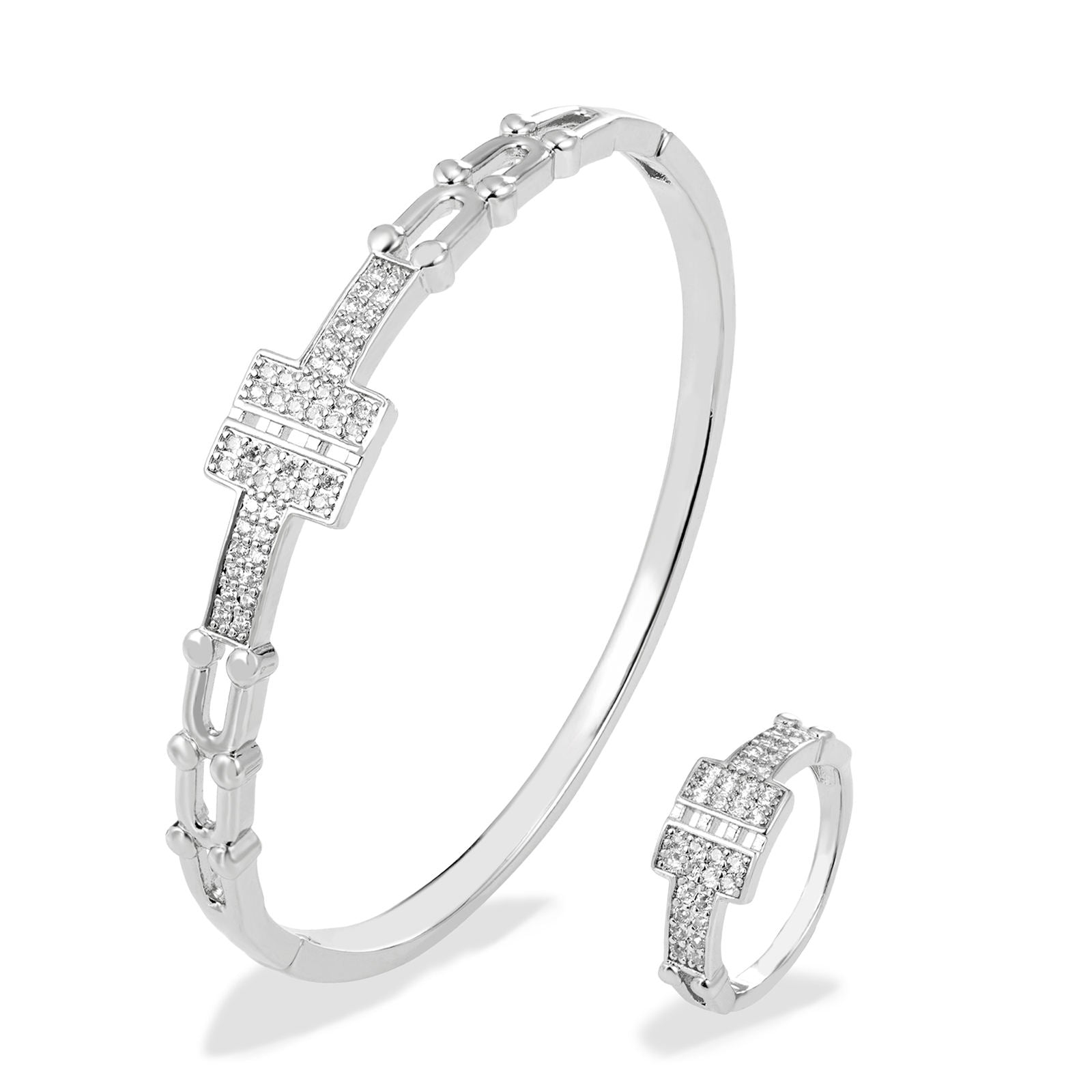 Silver Bangle & Ring Set