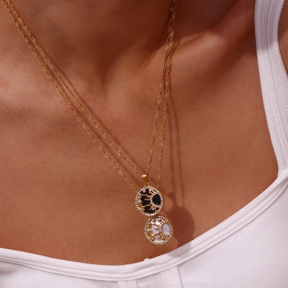 Sun, Moon, and Star Necklace (Gold/Black)