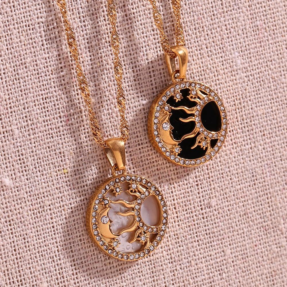 Sun, Moon, and Star Necklace (Gold/Black)