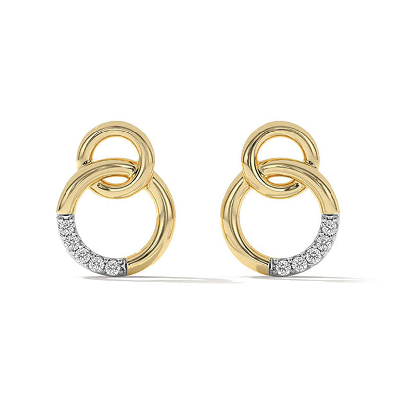 Interlinked Gold & Zircon Earrings